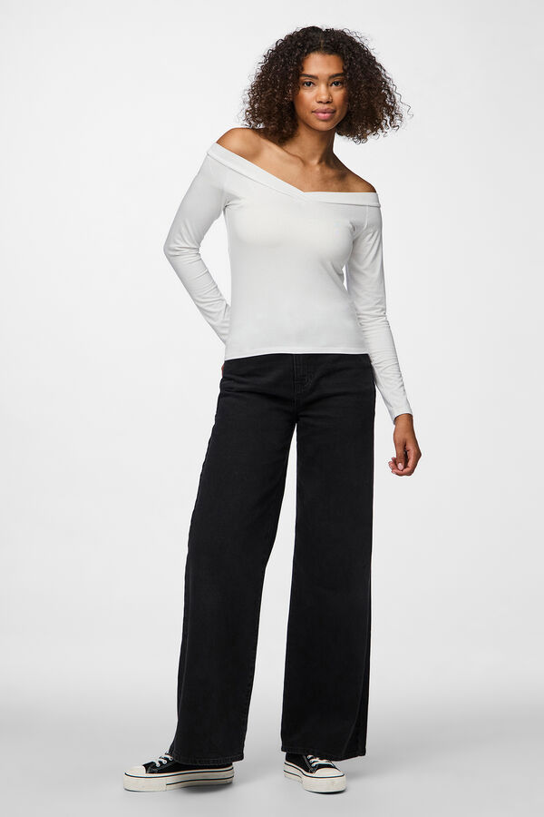 Pieces Langarmshirt Weiß