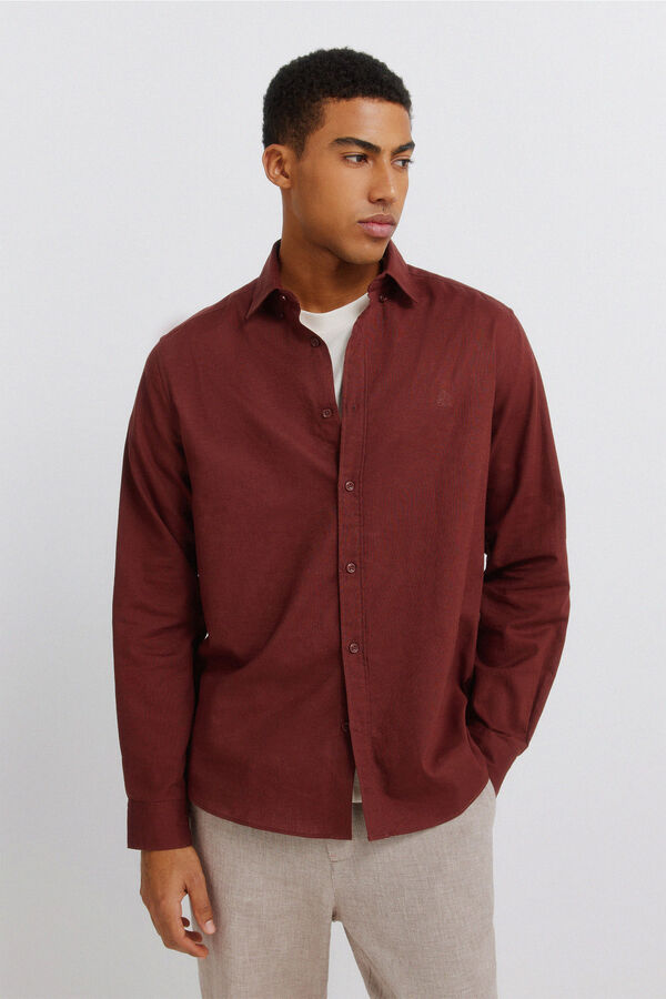 Springfield Linen overshirt with pocket red
