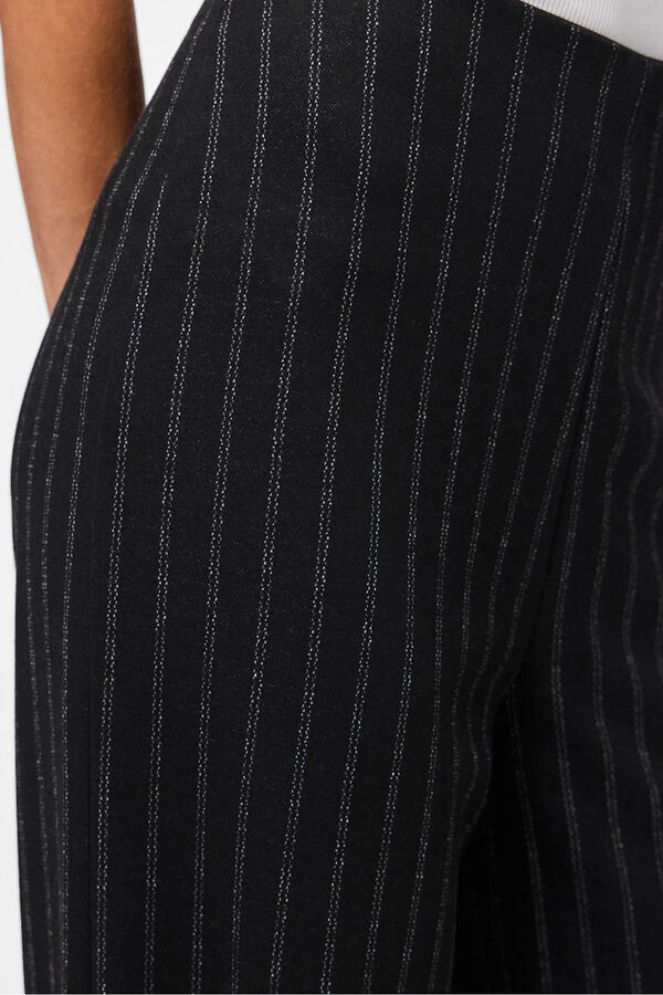 Pieces Calça riscas de cintura alta e perna reta preto