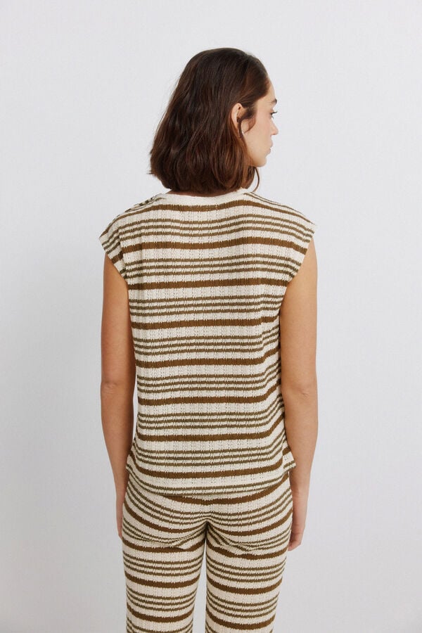 Springfield Striped jersey-knit T-shirt beige
