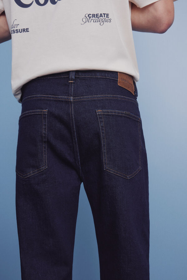 Springfield Straight fit desized wash jeans blue