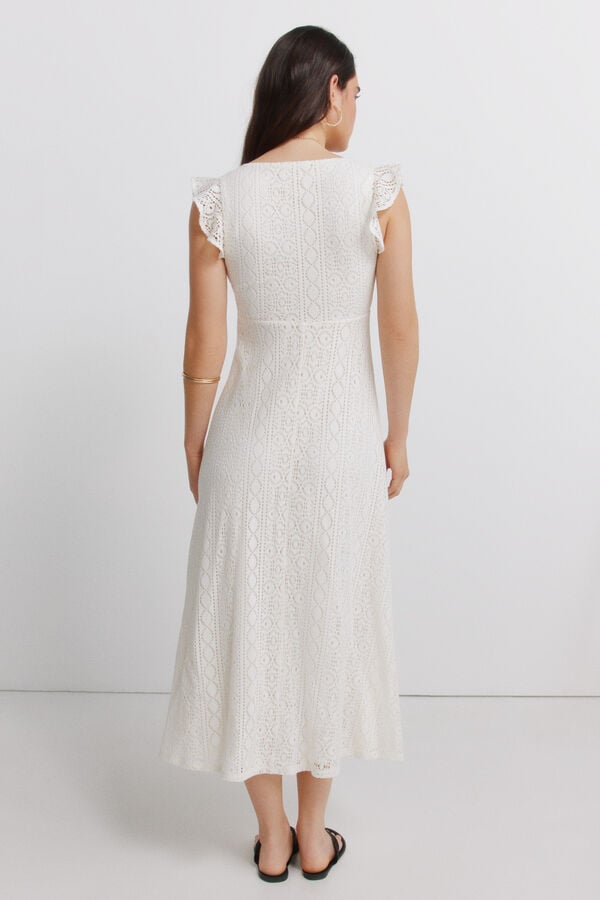 Springfield Robe midi &agrave; manches courtes &agrave; volants blanc