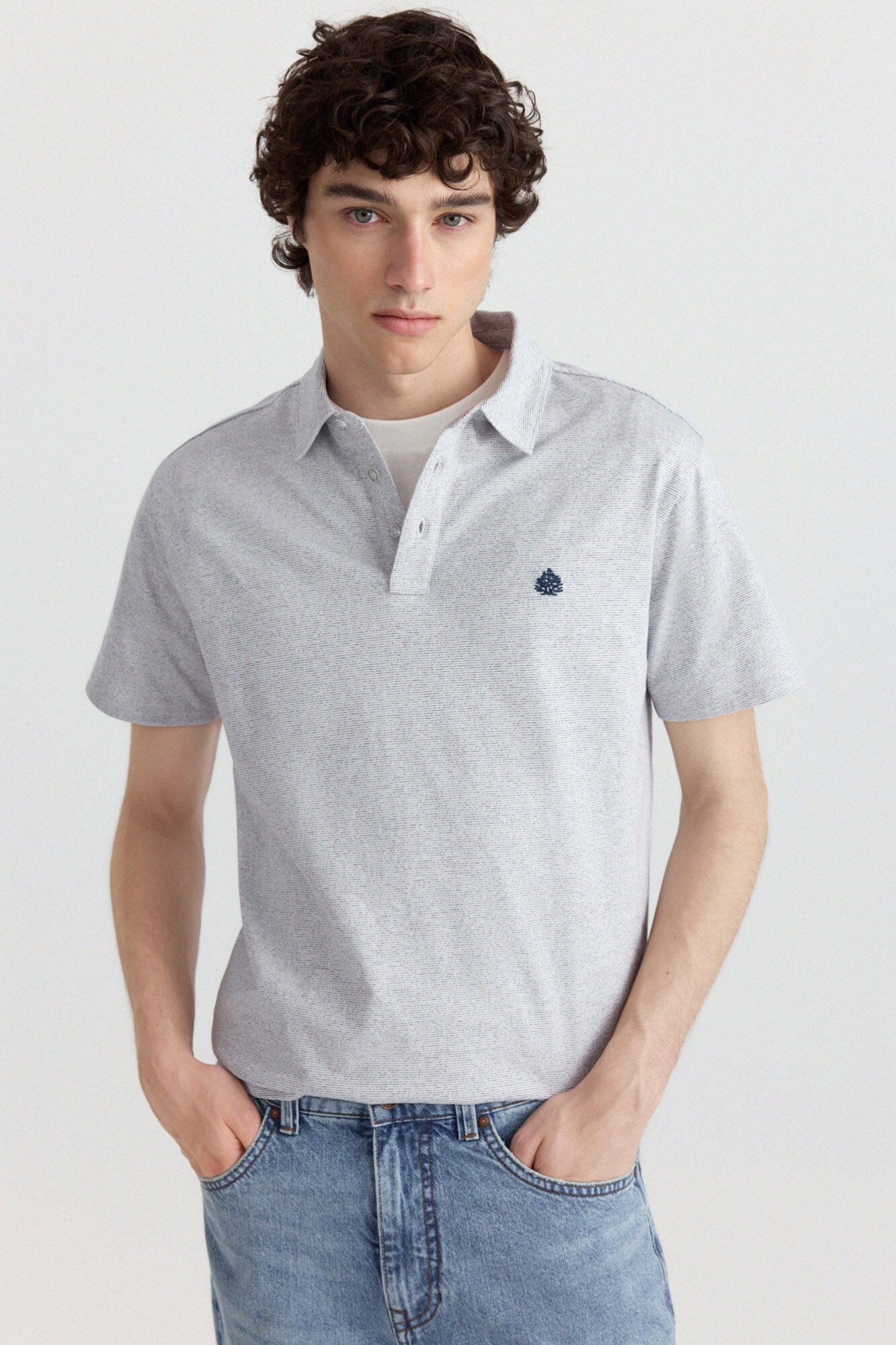 Springfield Polo majica od žerseja sa mikro prugama slim fit