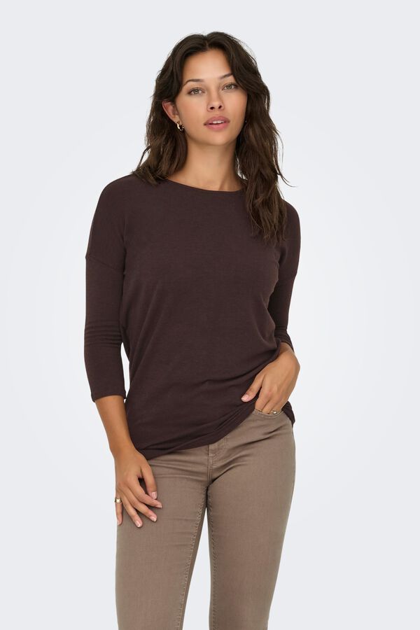 Only French sleeve T-shirt brown