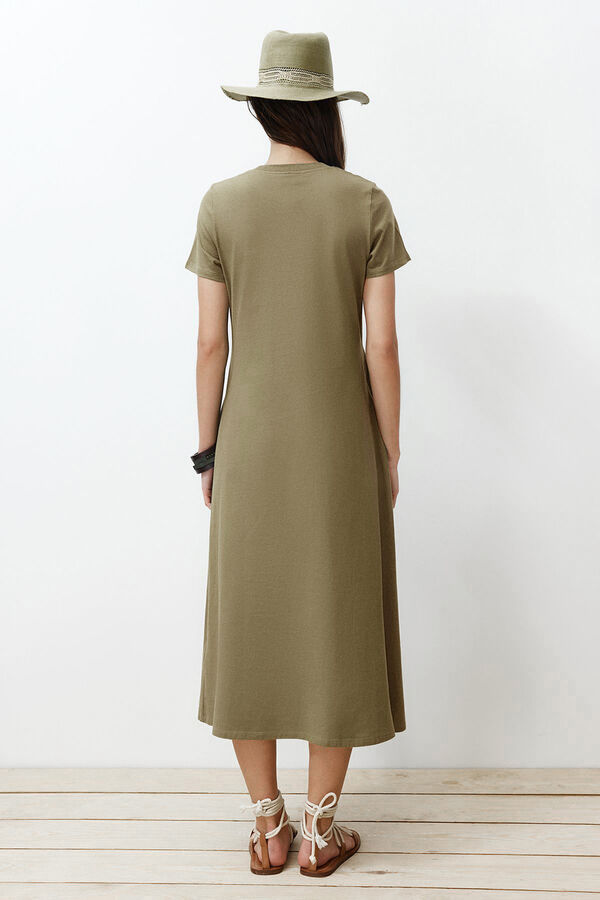 Trendyol Vestido midi de manga corta kaki