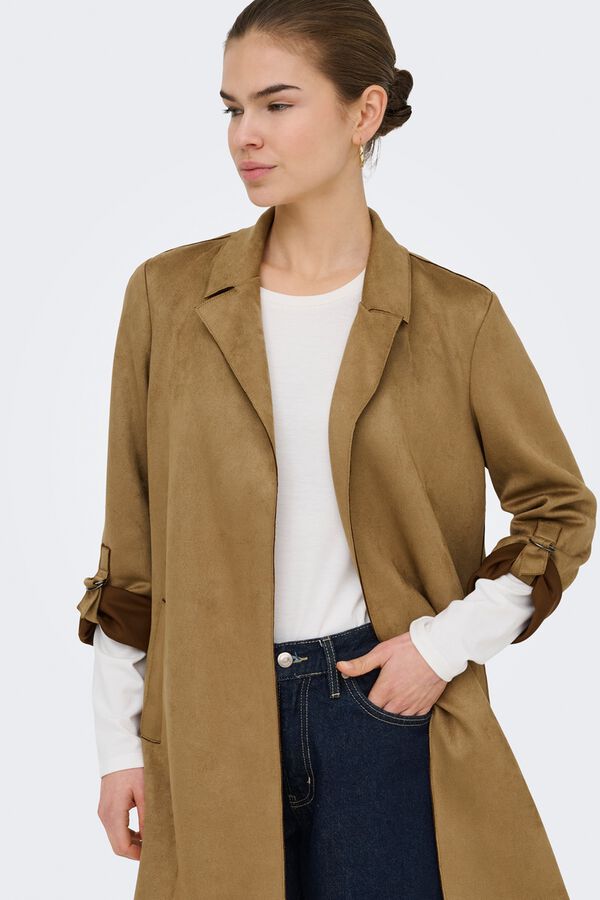 Only Midi faux suede coat nude