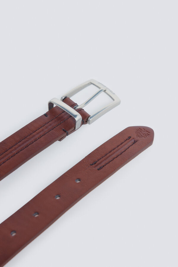 Springfield Leather -effect belt with central stitching mink