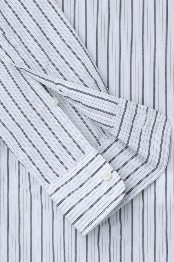 Springfield Slim fit striped poplin shirt blanc