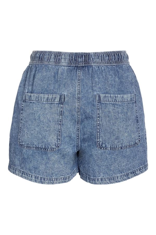 Noisy May Jeans curto leve com cintura el&aacute;stica azul