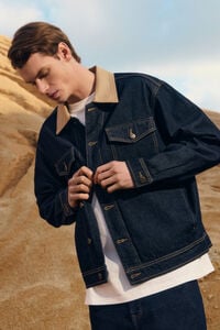 Springfield Oversized denim jacket with contrast neck