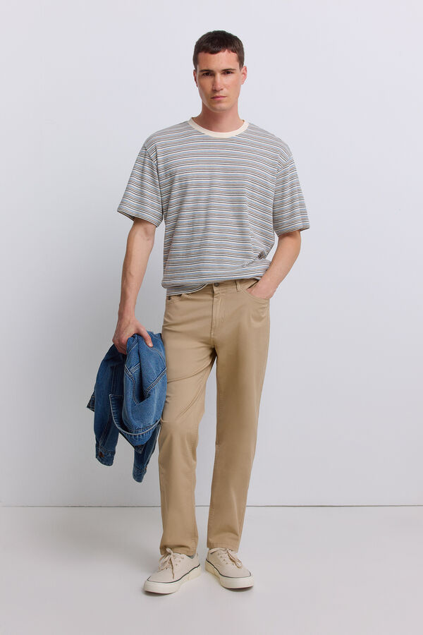 Springfield Pantalon 5 poches d&eacute;lav&eacute; coupe slim gris