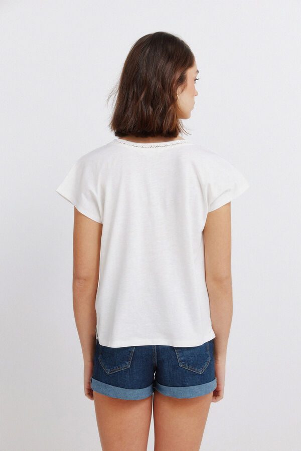 Springfield T-shirt col en V en dentelle blanc