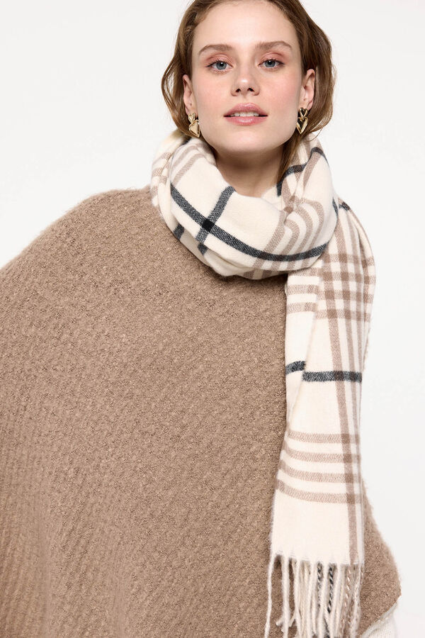 Pieces Bufanda fina de cuadros blanco