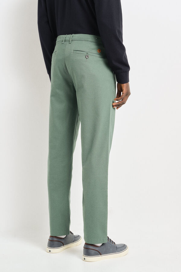 Springfield Pantalon chino couleur comfort slim fit vert