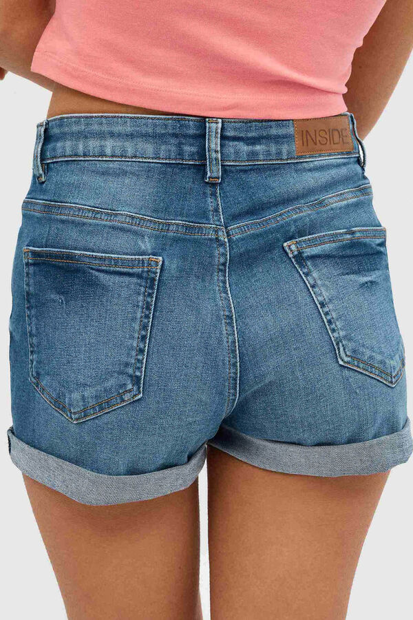 Springfield Slim high-rise denim shorts bluish