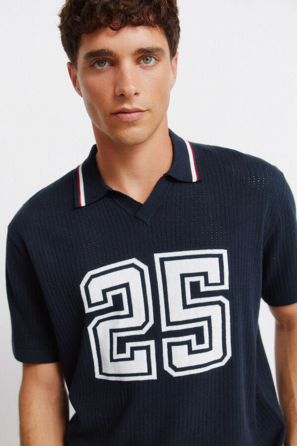 Springfield Jacquard sport polo shirt blue