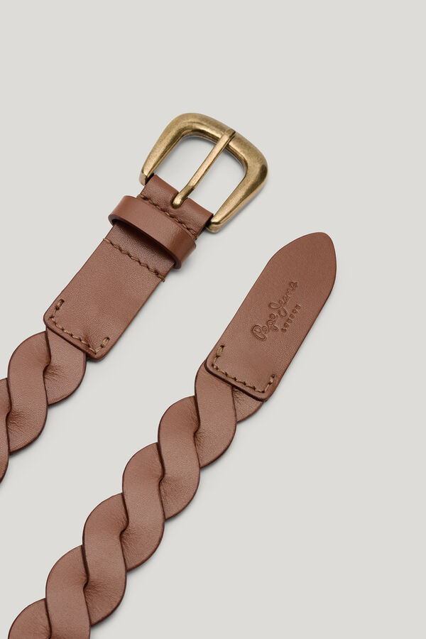 Pepe Jeans Cinturon cuero trenzado tostado
