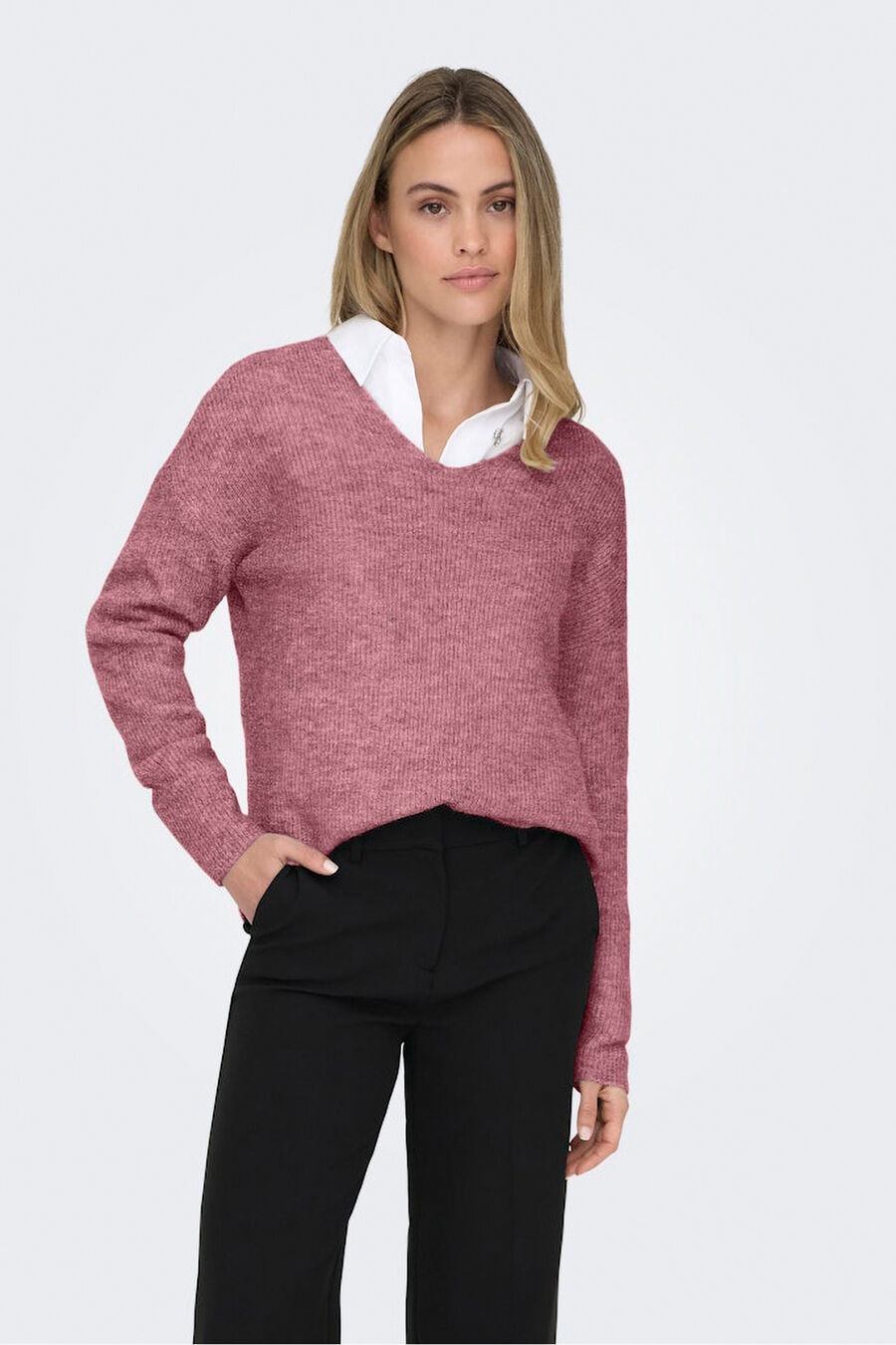 Jersey de canalé cuello pico