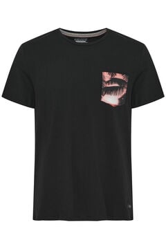 Springfield T-shirt Manga Curta - Bolso Estampado preto