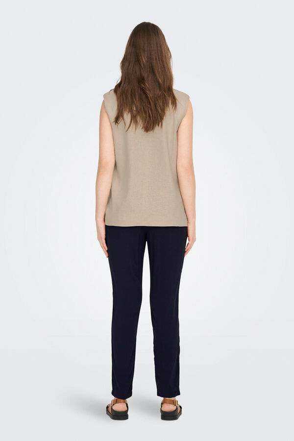 Only Pantal&oacute;n recto fluido azul