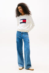 Tommy Jeans Women's round neck sweater white