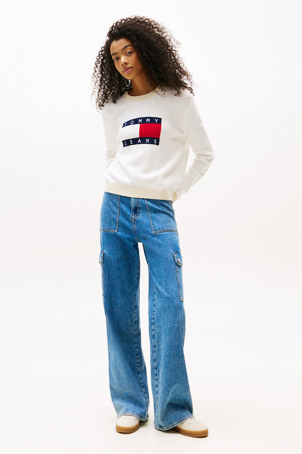 Tommy Jeans Women's round neck sweater white