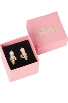 Springfield Box with light stone earrings. gris