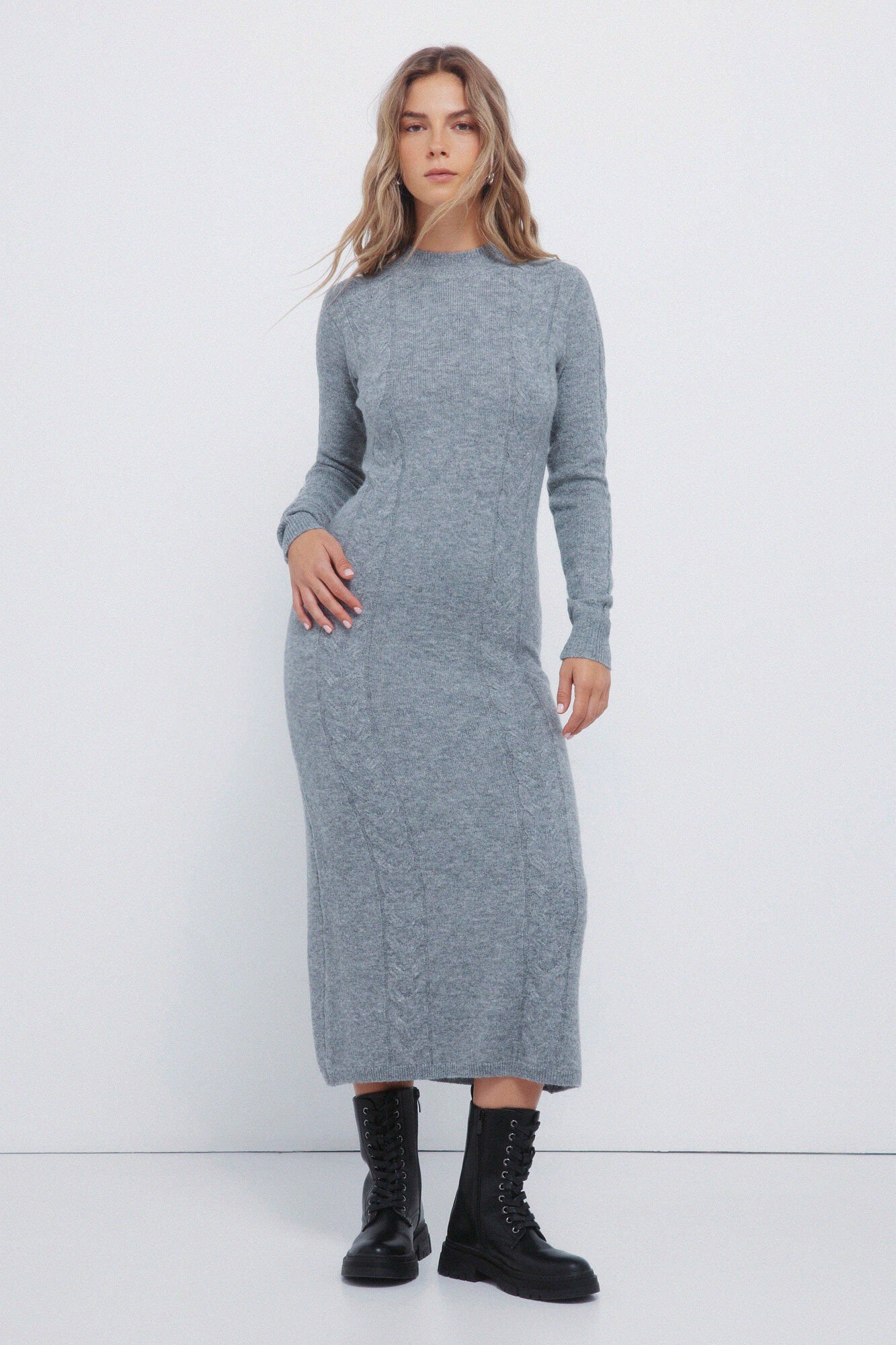 Springfield Cable knit jersey-knit midi dress