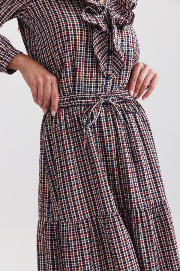 Springfield Plaid long skirt blue