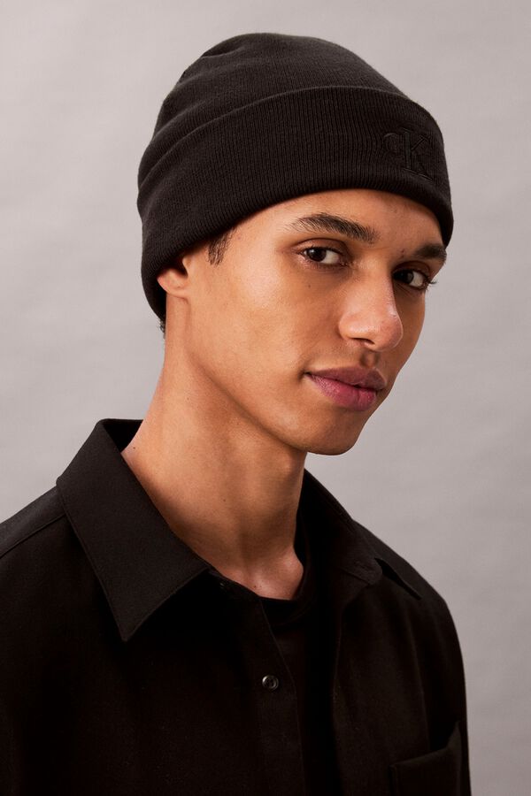 CK Jeans Logo knit beanie black
