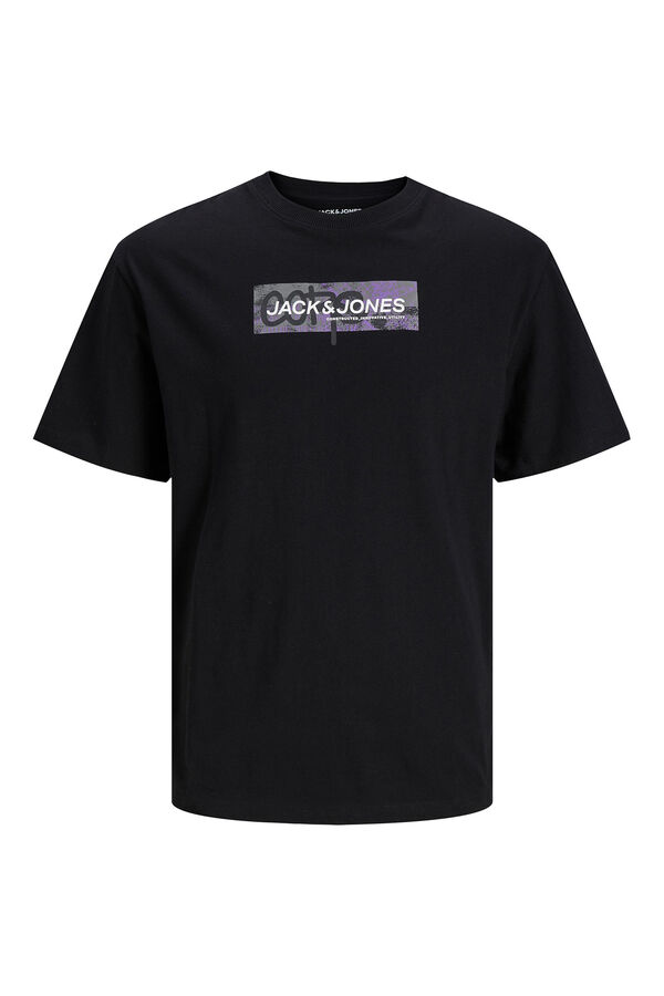 Springfield Camiseta de algodón manga corta con detalle estampado PLUS negro