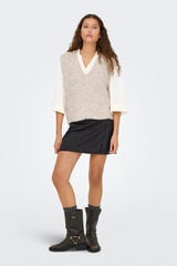 Only Structured V neck gilet brown