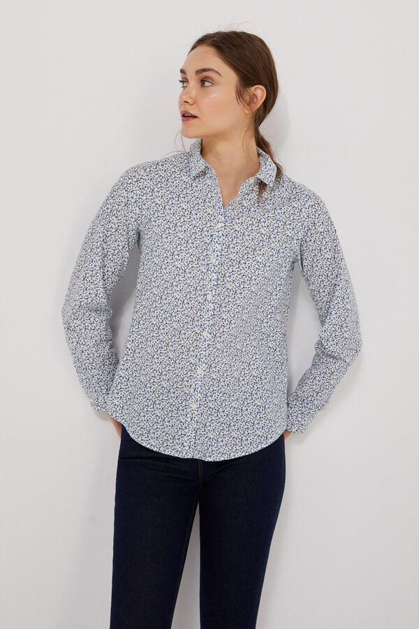 Springfield Printed cotton blouse blue