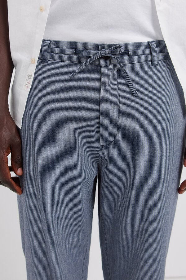 Springfield Striped linen straight fit chinos blue