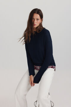 Springfield Long sleeve mixed fabric T-shirt