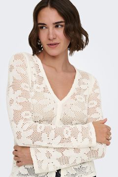 Only Geh&auml;kelte Strickjacke mit Lochmuster