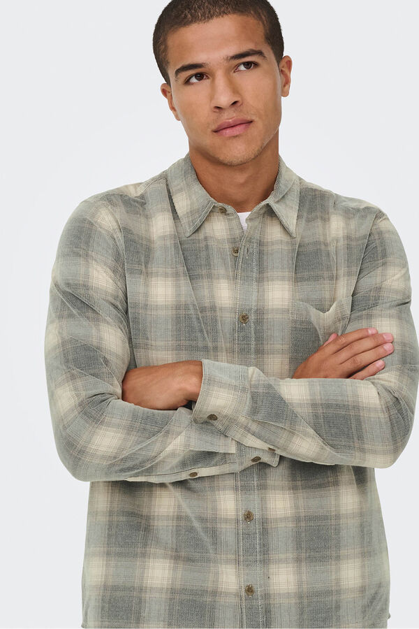 Only & Sons Camisa manga larga pana azul