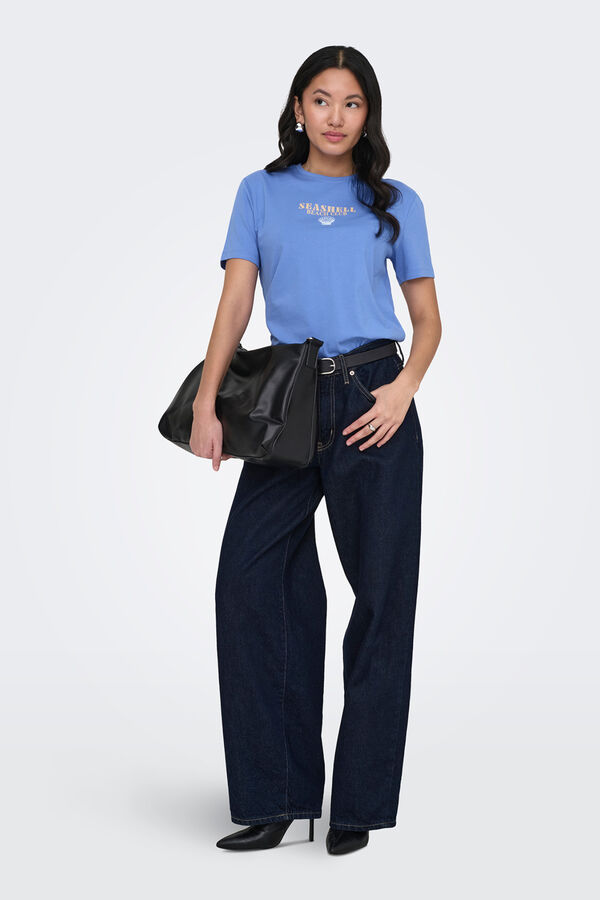 Only T-shirt estampado nas costas azul