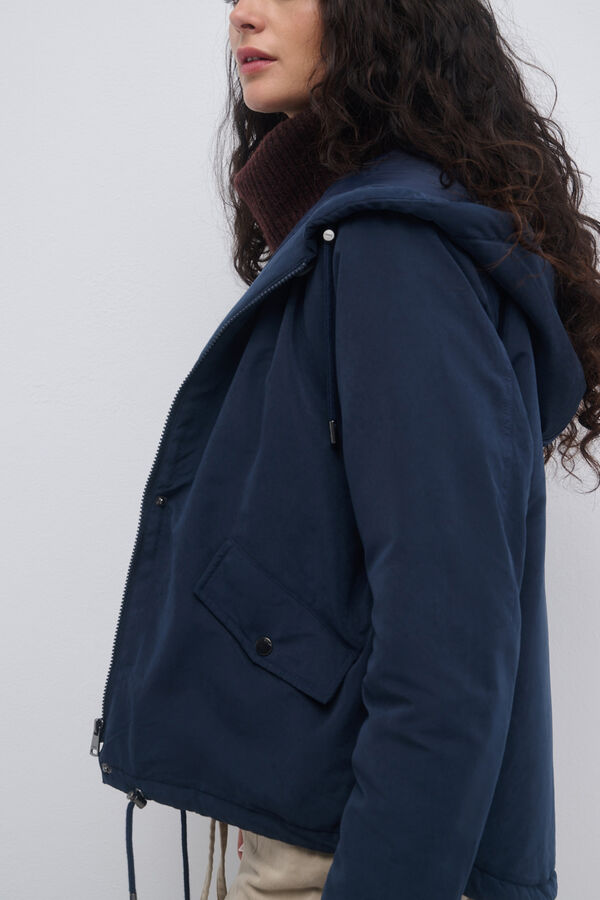 Only Short hooded parka blue