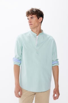 Springfield Textured polo shirt with Mandarin collar green