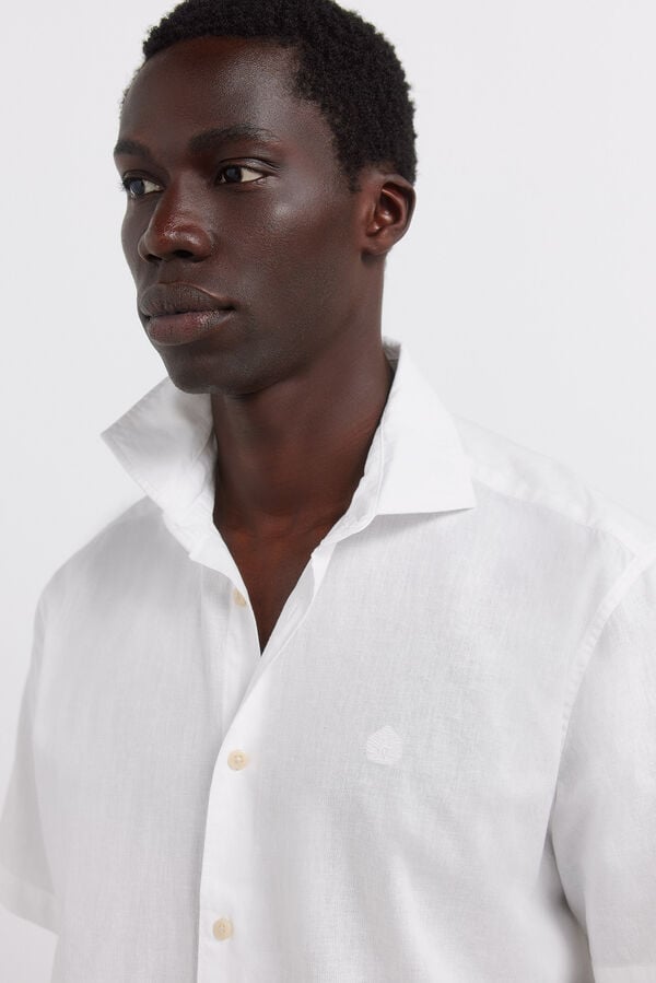 Springfield Linen short sleeve shirt white