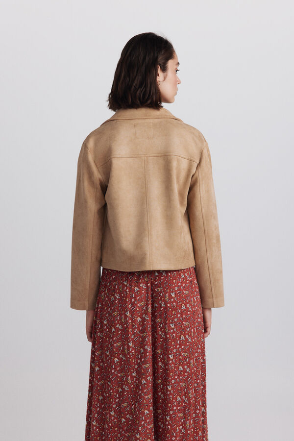 Springfield Faux suede jacket with pockets mink