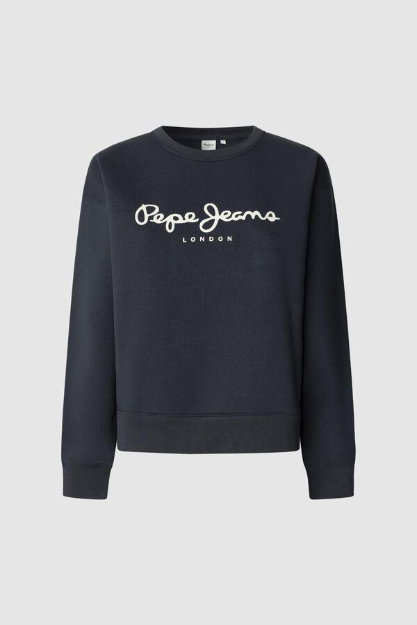 Pepe Jeans Sweatshirt Gola Redonda Com Logo azul