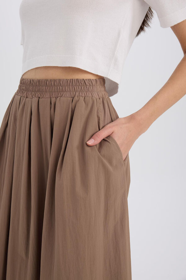 DeFacto Pleated maxi skirt nude