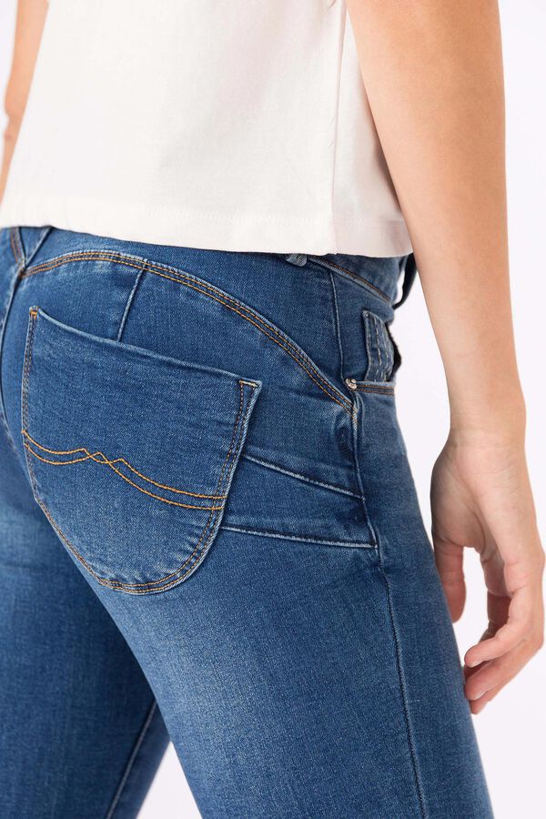 Springfield Jeans Double-up Skinny Efecto Lavado azul medio