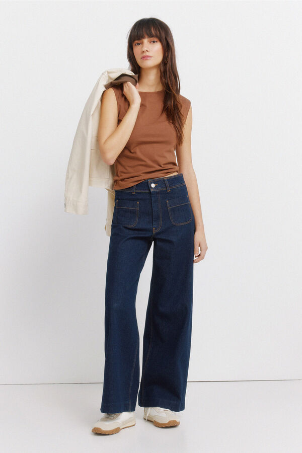 Springfield Cotton basic sleeveless top nude