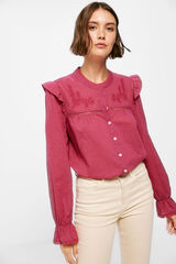 Springfield Embroidered Blouse with Flounce Shoulders  fuksija