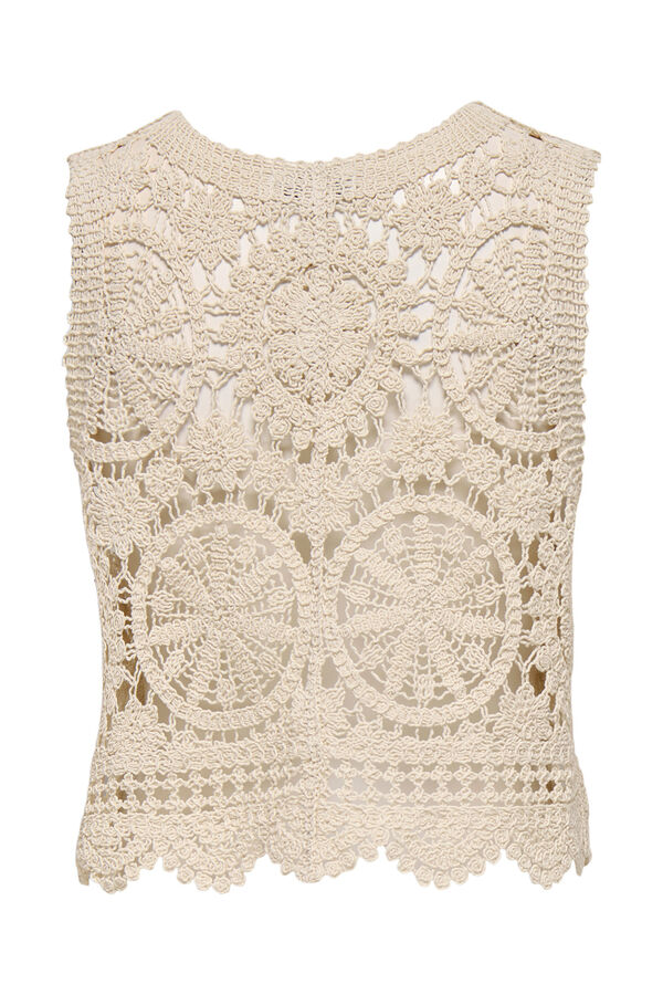 JDY Colete curto em crochet bege