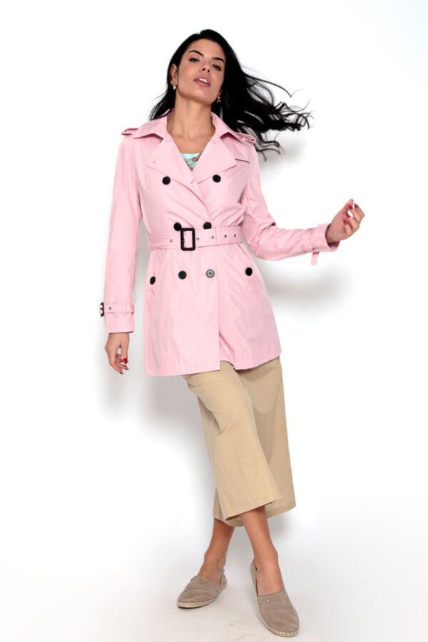 Springfield Buttoned trench coat with belt ružičasta
