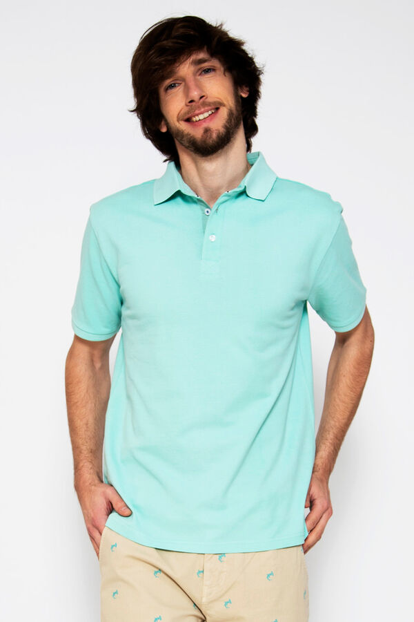 Springfield Short-sleeved piqué polo shirt plava